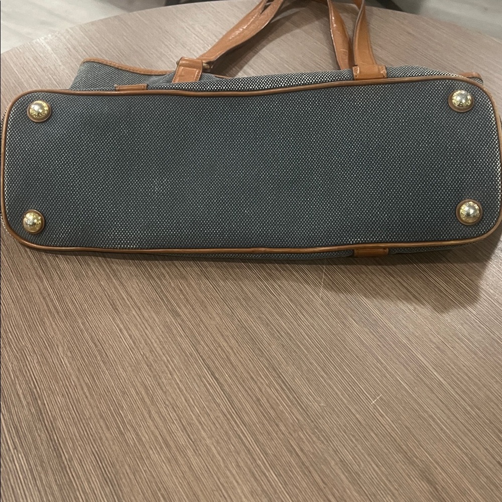 Classic Denim Canvas Michael Kors Tote Bag with Tan Leather Trim - Picture 3 of 5